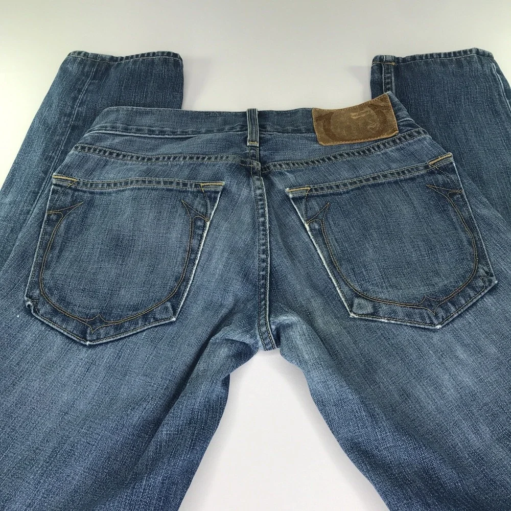 True Religion‎ Jeans Mens 28 X 32 Dark Blue Rocco Skinny Distressed Button Fly